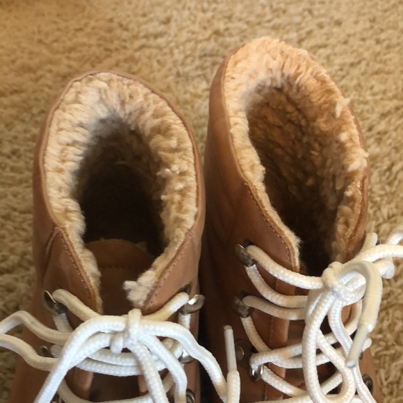 Silent D Anthropologie adobe leather lace up fur lined bootie- NEW Sz 9.5 - Picture 5 of 8